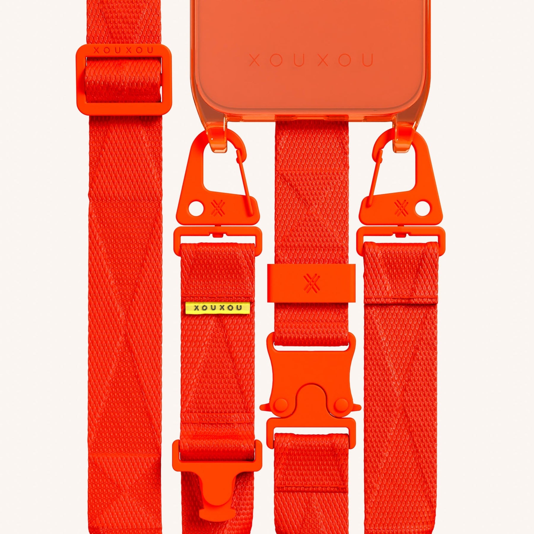 Phone Necklace with Lanyard in Neon Orange Clear