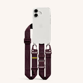 Phone Necklace with Lanyard in Clear + Burgundy