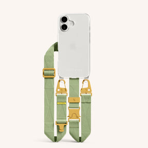 Phone Necklace with Lanyard in Clear + Light Olive