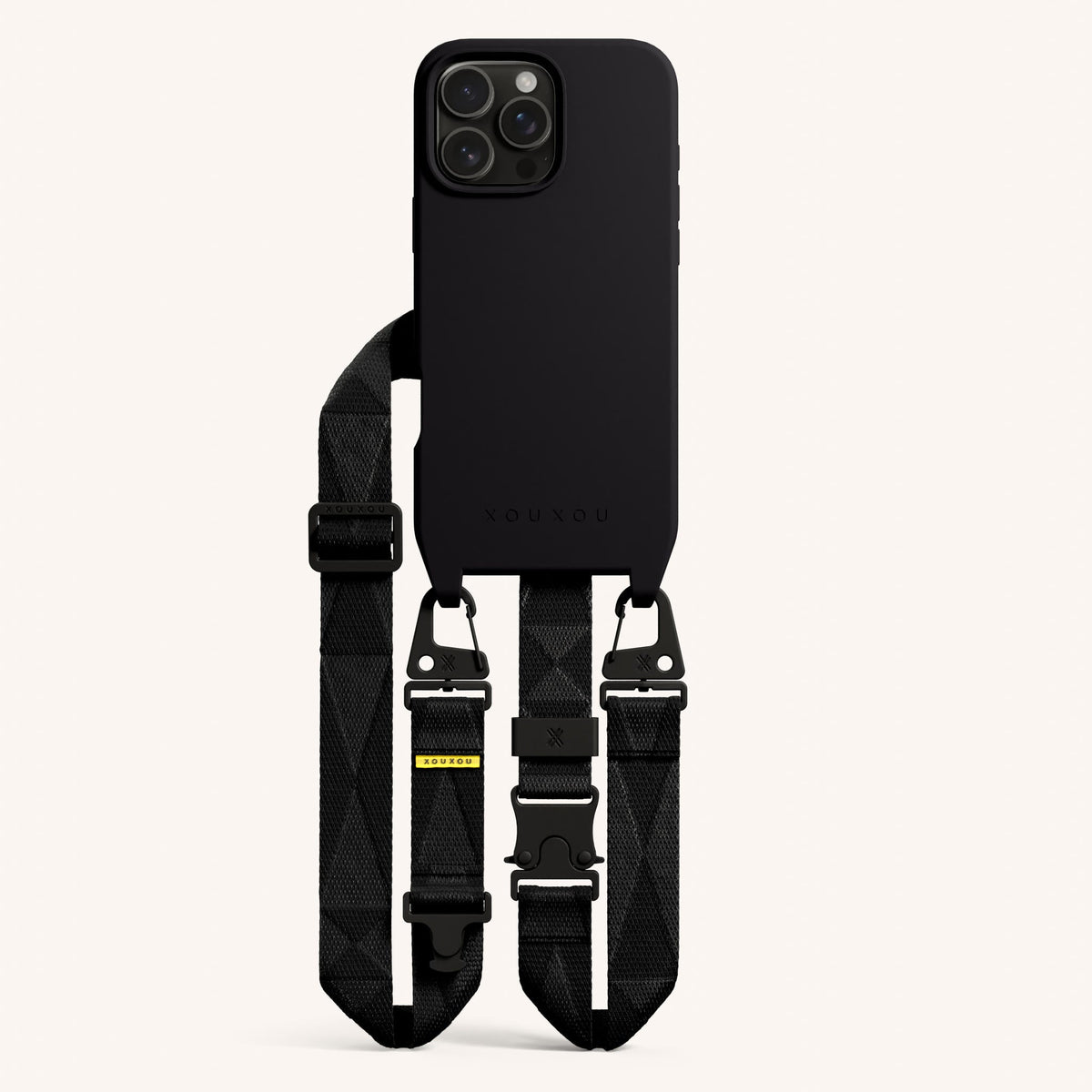 Phone Necklace with Lanyard for iPhone 16 Pro Max with MagSafe in Black Total View | XOUXOU #phone model_iphone 16 pro max