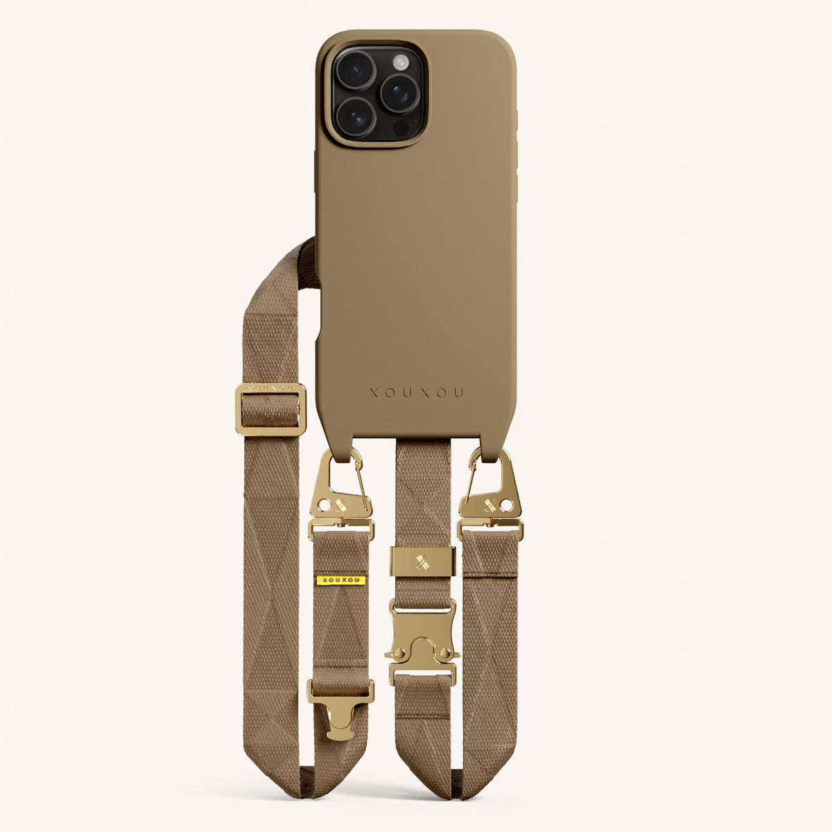 Phone Necklace with Lanyard for iPhone 16 Pro Max with MagSafe in Taupe Total View | XOUXOU #phone model_iphone 16 pro max