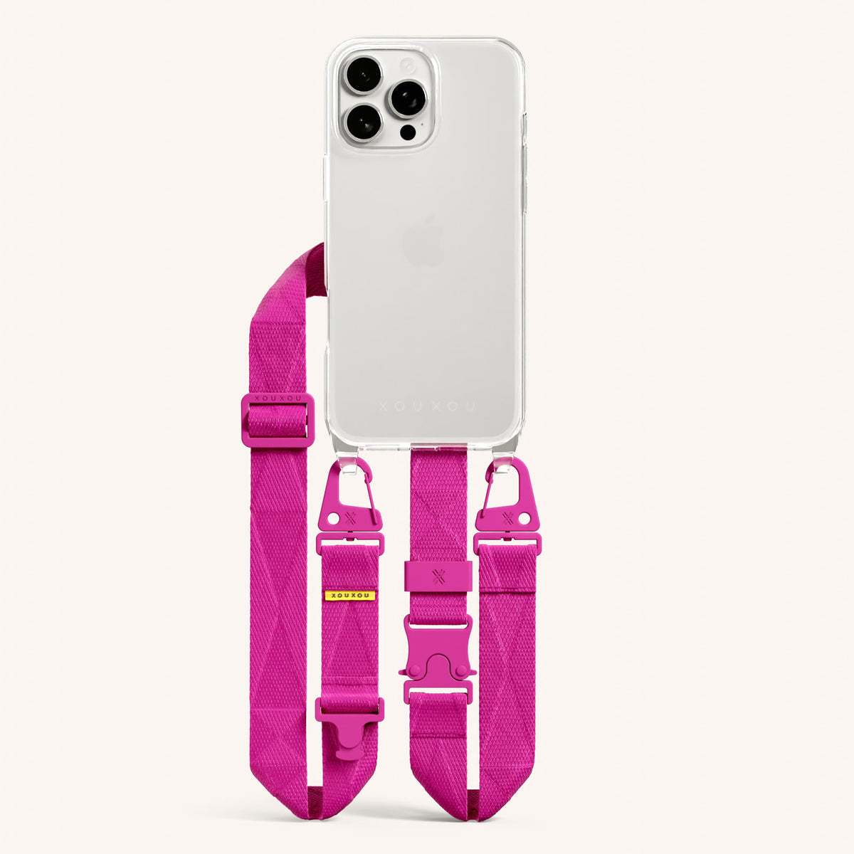 Phone Necklace with Lanyard for iPhone 16 Pro Max without MagSafe in Clear and Power Total View | XOUXOU #phone model_iphone 16 pro max