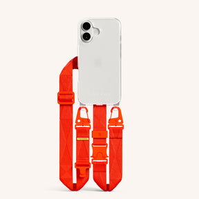 Phone Necklace with Lanyard in Clear + Neon Orange