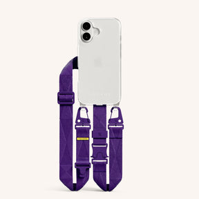 Phone Necklace with Lanyard in Clear + Purple