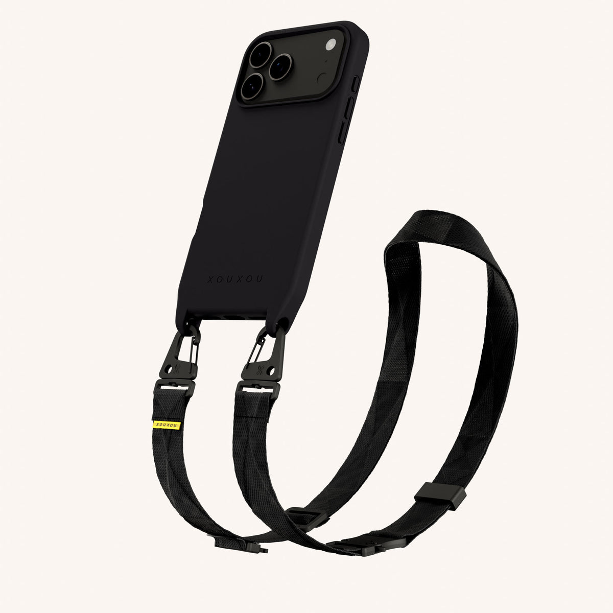 Phone Necklace with Lanyard for iPhone 17 Pro with MagSafe in Black Total View | XOUXOU #phone model_iphone 17 pro