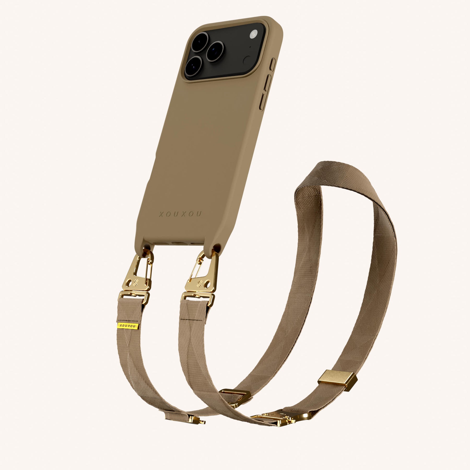 Phone Necklace with Lanyard in Taupe