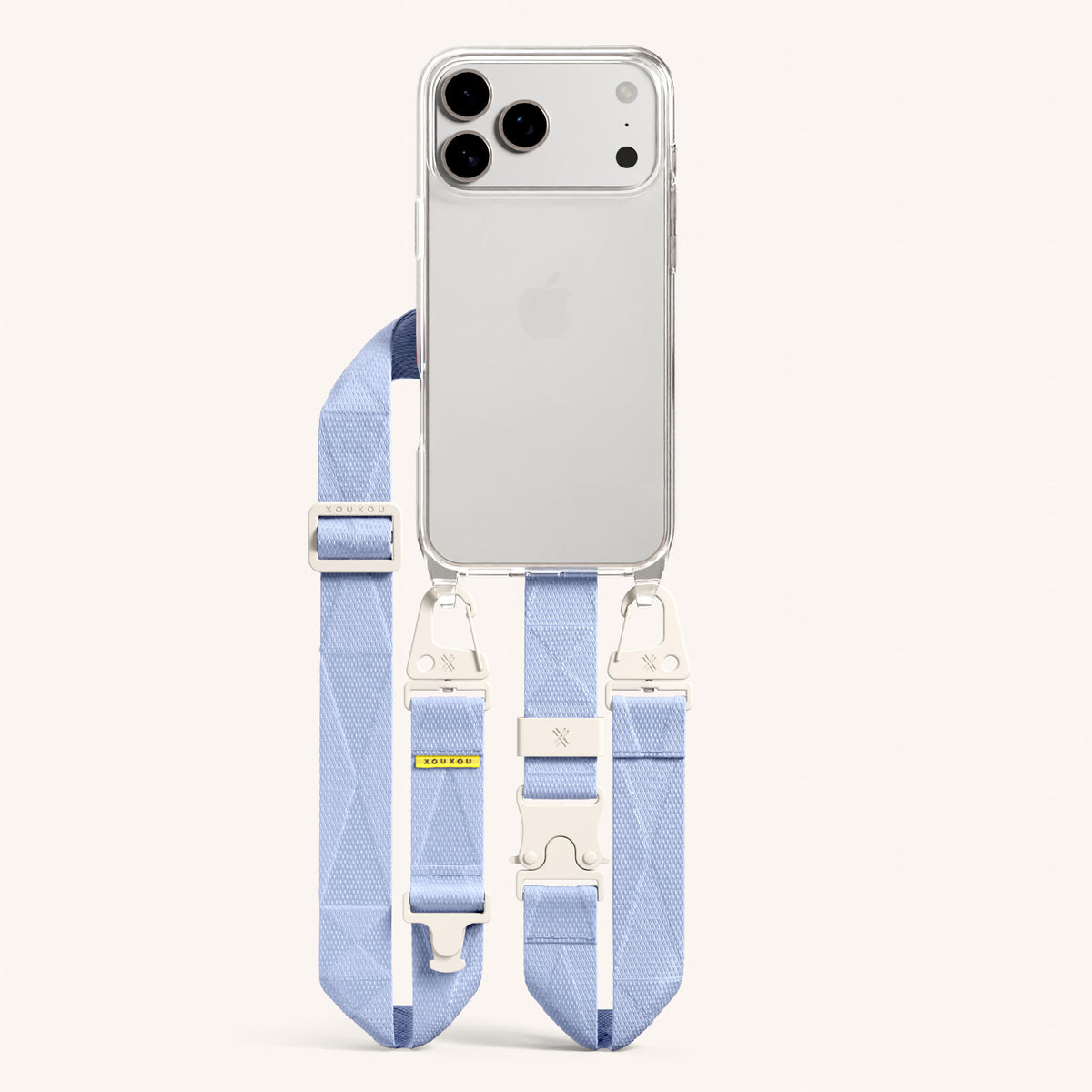 Phone Necklace with Lanyard for iPhone 17 Pro without MagSafe in Clear and Baby Total View | XOUXOU #phone model_iphone 17 pro