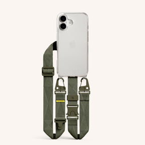 Phone Necklace with Lanyard in Clear + Moss
