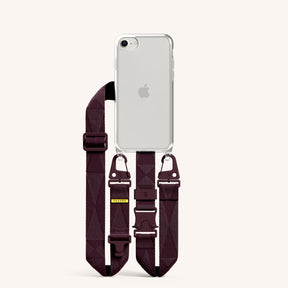 Phone Necklace with Lanyard in Clear + Burgundy