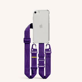 Phone Necklace with Lanyard in Clear + Purple