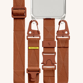Phone Necklace with Lanyard in Clear + Rusty Red