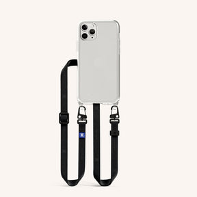 Phone Necklace with Slim Lanyard in Clear + Black