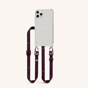 Phone Necklace with Slim Lanyard in Clear + Burgundy