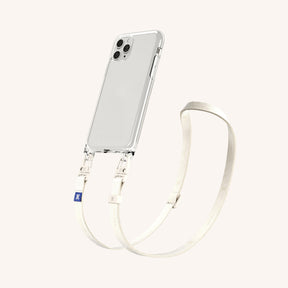 Phone Necklace with Slim Lanyard in Clear + Chalk