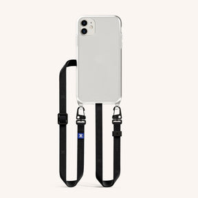 Phone Necklace with Slim Lanyard in Clear + Black