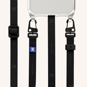 Phone Necklace with Slim Lanyard in Clear + Black