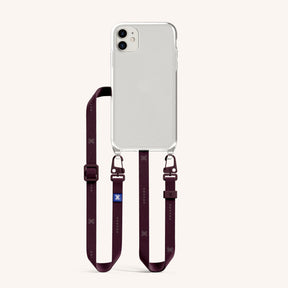 Phone Necklace with Slim Lanyard in Clear + Burgundy