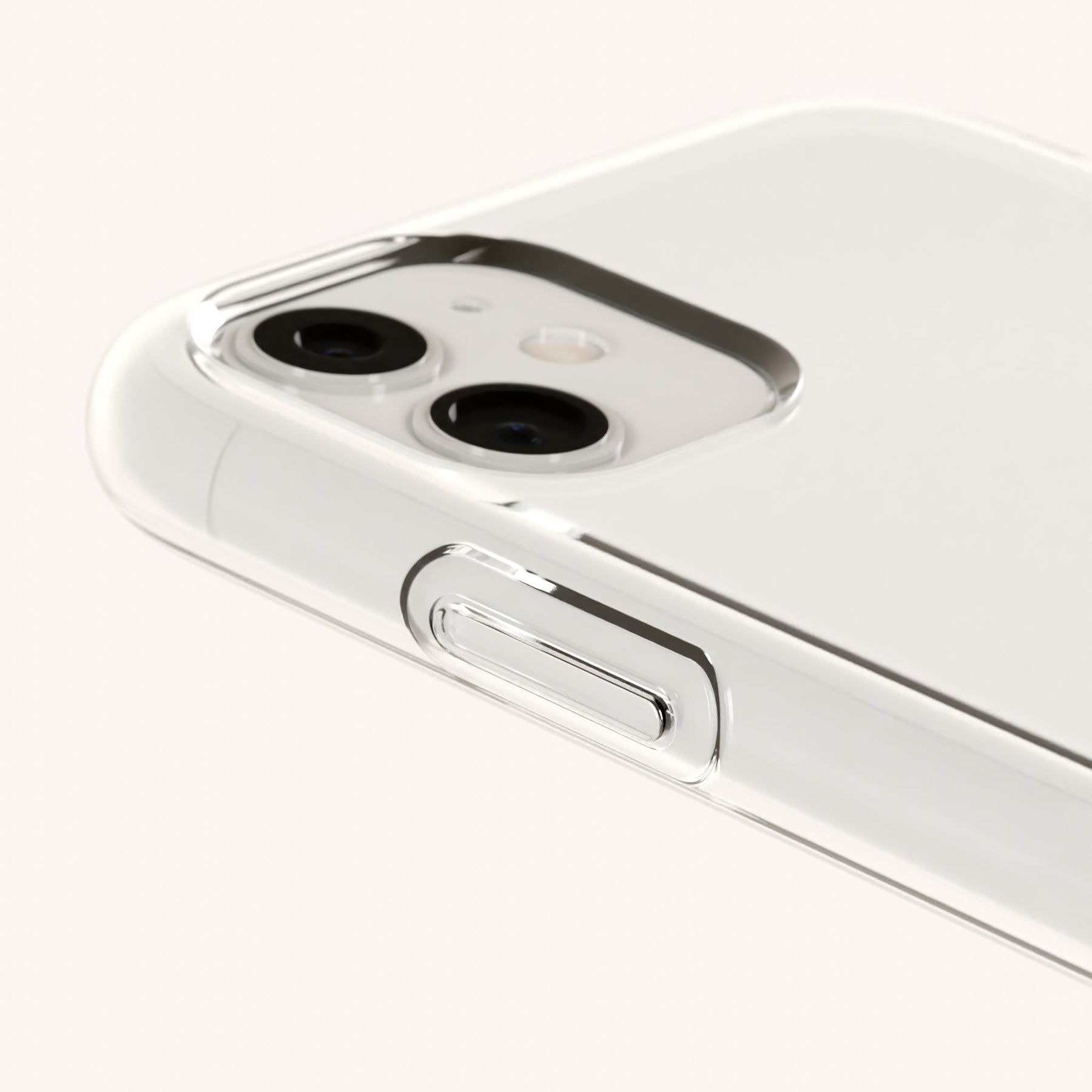 Phone Necklace with Slim Lanyard in Clear + Taupe