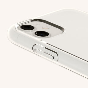 Phone Necklace with Slim Lanyard in Clear + Taupe