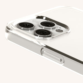 Phone Necklace with Slim Lanyard in Clear + Taupe