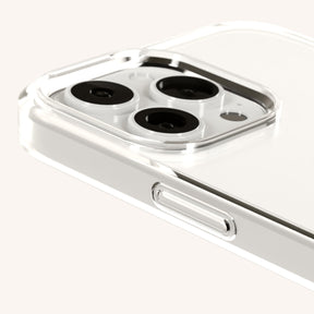 Phone Necklace with Slim Lanyard in Clear + Taupe