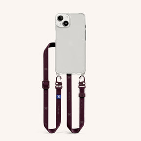 Phone Necklace with Slim Lanyard in Clear + Burgundy