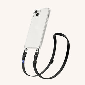 Phone Necklace with Slim Lanyard in Clear + Black