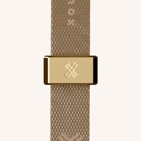 Phone Necklace with Slim Lanyard in Clear + Taupe