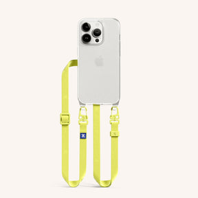 Phone Necklace with Slim Lanyard in Clear + Limoncello