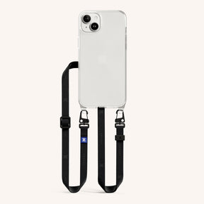 Phone Necklace with Slim Lanyard in Clear + Black