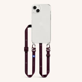 Phone Necklace with Slim Lanyard in Clear + Burgundy