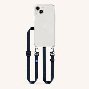 Phone Necklace with Slim Lanyard in Clear + Midnight