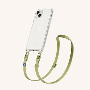 Phone Necklace with Slim Lanyard in Clear + Pistachio