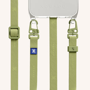 Phone Necklace with Slim Lanyard in Clear + Pistachio