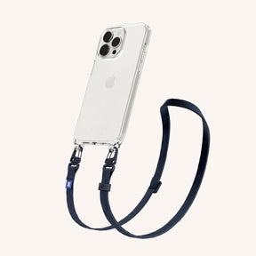 Phone Necklace with Slim Lanyard in Clear + Midnight