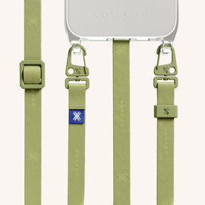 Phone Necklace with Slim Lanyard in Clear + Pistachio