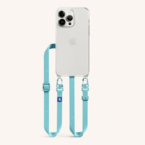 Phone Necklace with Slim Lanyard in Clear + Pool