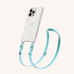 Phone Necklace with Slim Lanyard in Clear + Pool