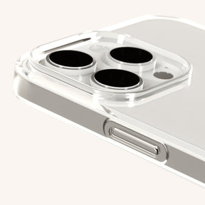 Phone Necklace with Slim Lanyard in Clear + Taupe