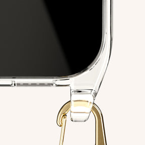 Phone Necklace with Slim Lanyard in Clear + Taupe