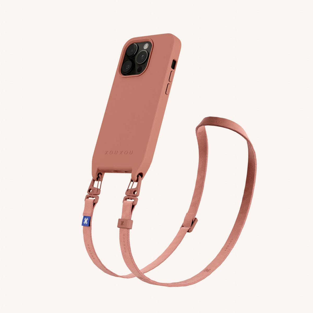 Phone Necklace with Slim Lanyard for iPhone 15 Pro without MagSafe in Cotta Total View | XOUXOU #phone model_iphone 15 pro