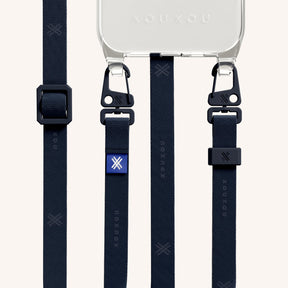 Phone Necklace with Slim Lanyard in Clear + Midnight