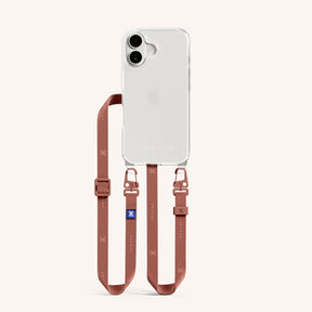 Phone Necklace with Slim Lanyard in Clear + Cotta