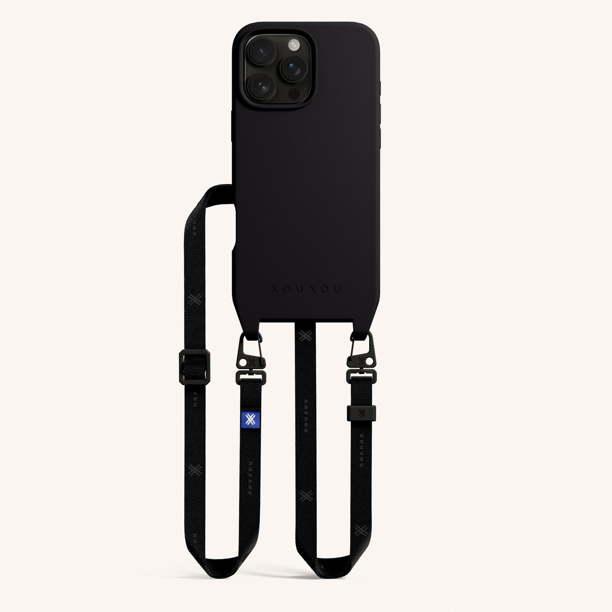 Phone Necklace with Slim Lanyard for iPhone 16 Pro Max with MagSafe in Black Total View | XOUXOU #phone model_iphone 16 pro max