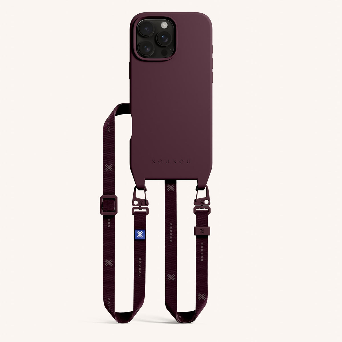 Phone Necklace with Slim Lanyard for iPhone 16 Pro Max with MagSafe in Burgundy Total View | XOUXOU #phone model_iphone 16 pro max