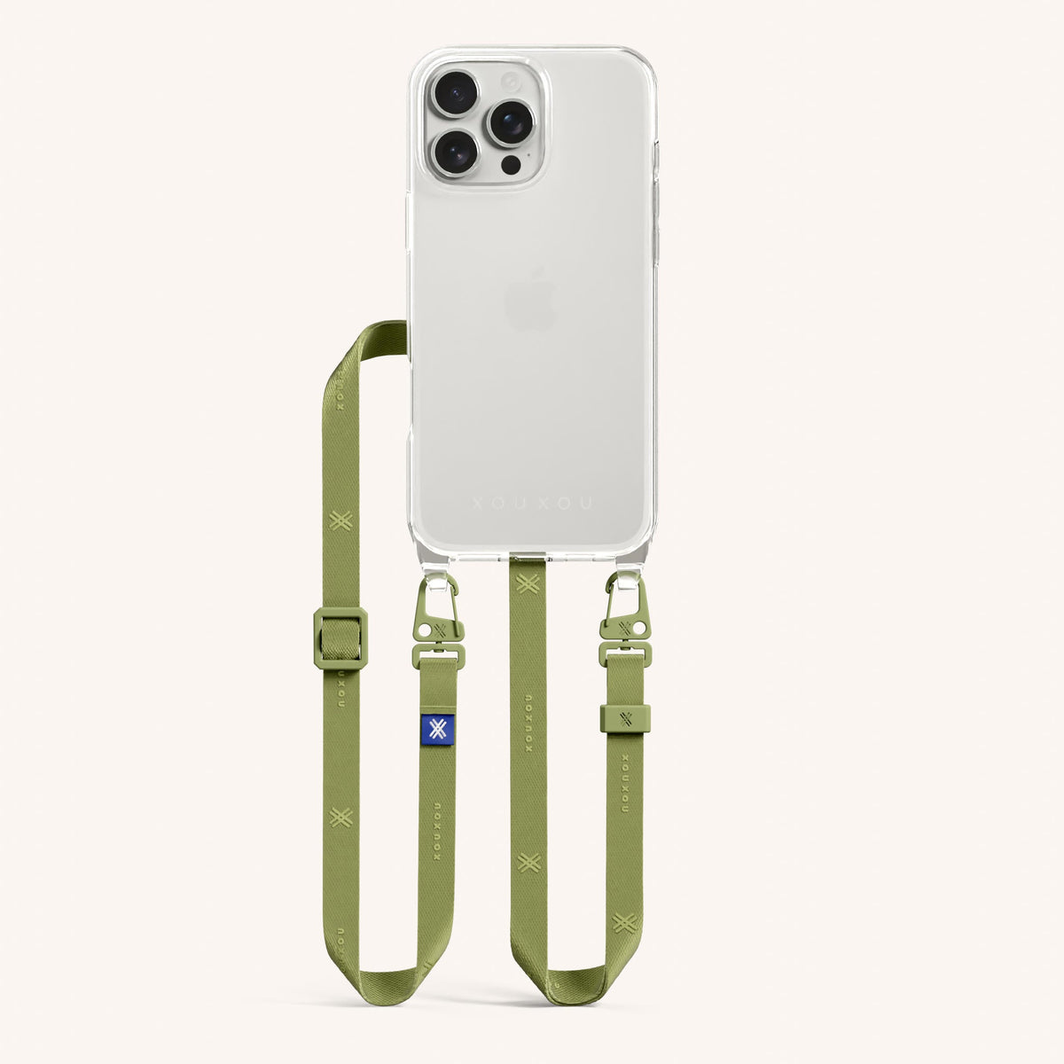 Phone Necklace with Slim Lanyard for iPhone 16 Pro Max without MagSafe in Clear and Pistachio Total View | XOUXOU #phone model_iphone 16 pro max