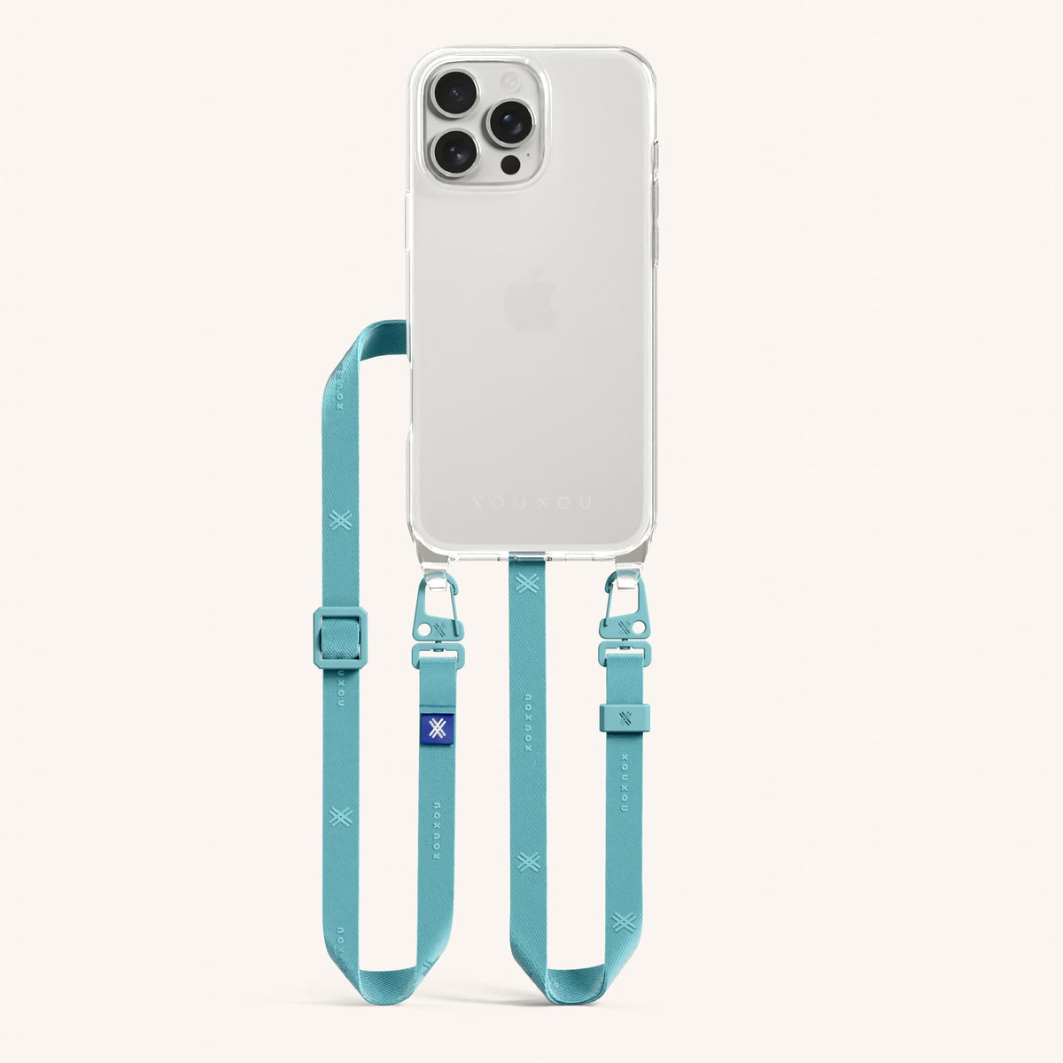 Phone Necklace with Slim Lanyard for iPhone 16 Pro Max without MagSafe in Clear and Pool Total View | XOUXOU #phone model_iphone 16 pro max