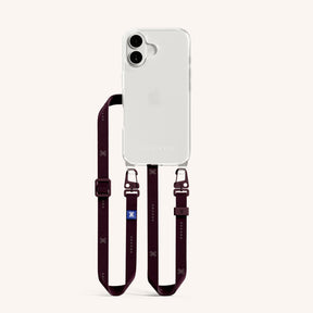 Phone Necklace with Slim Lanyard in Clear + Burgundy