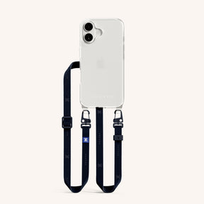 Phone Necklace with Slim Lanyard in Clear + Midnight