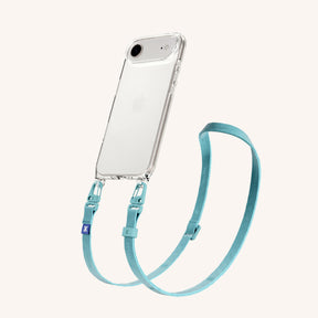 Phone Necklace with Slim Lanyard in Clear + Pool